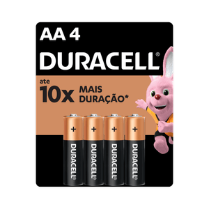Pilha Alcalina AA Pequena DURACELL com 4 unidades