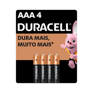 Pilha Alcalina AAA Palito DURACELL com 4 unidades