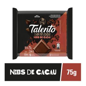 GAROTO CHOCOLATE TALENTO NIBS E CACAU DARK 70% 75 G x 1