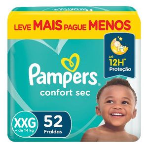 Fralda Pampers Confort Sec Bag Tam. XXG - 52 Unidades