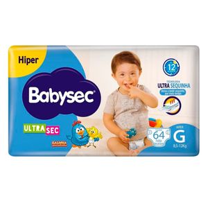 Fralda Babysec Ultrasec Hiper Galinha Pintadinha G Com 64 Unidades
