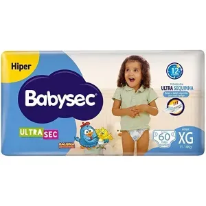 Fralda Babysec Ultrasec Hiper Galinha Pintadinha XG com 60 unidades