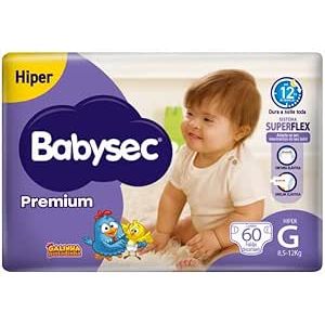 Fralda Babysec Premium Hiper Tamanho G c/ 60 un