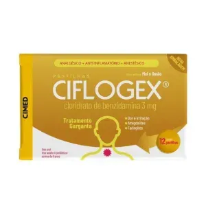 Pastilha De Garganta Ciflogex 3mg Cimed Mel e Limao 12 Pastilhas