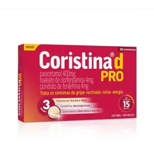 Coristina D Pro 16 comp Cloridrato Fenillefrina 4mg + Paracetamol 400mg + Maleato de Clorfeniramina
