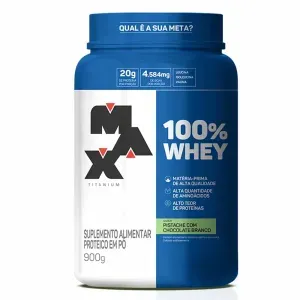 100% Whey Max Titanium Pistache com Chocolate Branco - Pote 900G