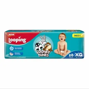 FRALDA LOOPING LOONEY TUNES MEGA XG COM 26 UNIDADES