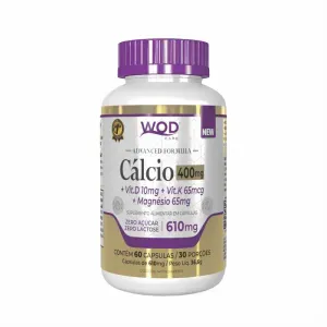 Calcio 400Mg + Vit.D10Mg + Vit.K 65Mcg+ Magnesio 65Mg 60 Capsulas 610Mg Wod Care
