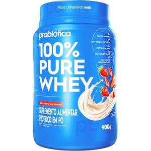 Whey Protein 100% Pure Whey Iogurte Com Morango 900G Probiotica