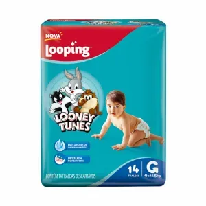 Fralda Looping Looney Tunes G 14 Unidades