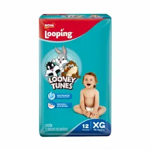 Fralda Looping Looney Tunes Xg 12 Unidades