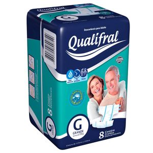 Fralda Qualifral Geriatrica Tamanho G 8 Unidades