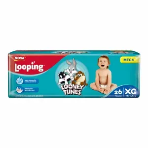 Fralda Looping Looney Tunes Mega Xg 26 Unidades