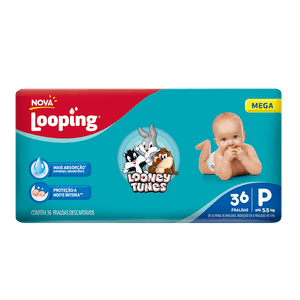 Fralda Looping Looney Tunes Mega P 36 Unidades