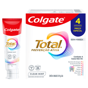 Creme Dental Colgate Clean Mint Prevenção Ativa 4 Unidades 90g Cada