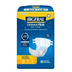 Fralda Geriatrica Unissex Bigfral Derma Plus Noturna Adulto G 7 Unidades
