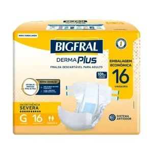 Fralda Geriatrica Unissex Bigfral Derma Plus G Absorcao Intensa 16 Unidades