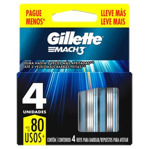 Refil Para Barbear Gillette Mach3 Com 4 Unidades