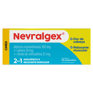 Nevralgex Dipirona Monoidratada 300Mg + Cafeína 50 Mg + Citrato De Orfenadrina 35 Mg 30 Comprimidos