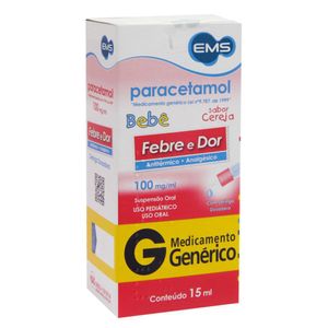 Paracetamol Bebê 100Mg/Ml Suspensão Oral Sabor Cereja 15Ml Ems Genérico