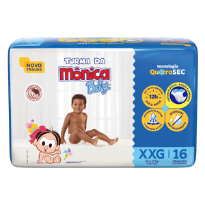 Fralda Turma Da Mônica Baby Jumbo Xxg 16 Unidades