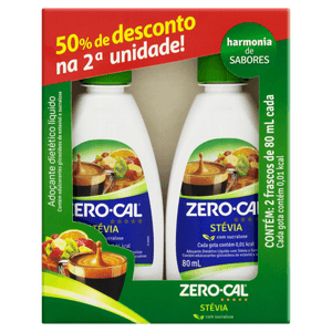 Kit Adoçante Líquido Zero-Cal Stévia 2 Unidades De 80Ml Cada