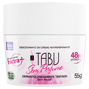 Desodorante Antitranspirante Creme Tabu Sem Perfume 55G
