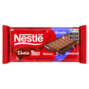 Chocolate Ao Leite Recheio Chocolate Com Biscoito De Chocolate Nestlé Choco Trio Pacote 90G