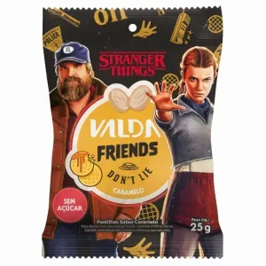 Pastilhas Valda Stranger Things Friends Don't Lie Caramelo Sem Açúcar 25g