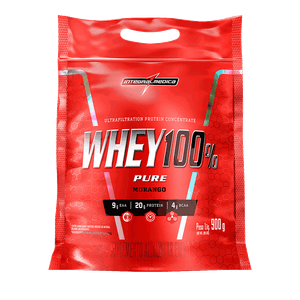 Whey Protein 100% Pure Concentrado Pouch Morango 900g