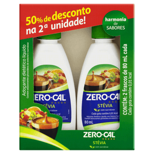 Kit Adoçante Líquido Zero-Cal Stévia 2 Unidades de 80ml Cada