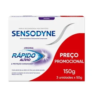 Creme Dental Sensodyne Rápido Alívio Original 50g 3 Unidades