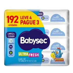 Kit Lenço Umedecido BabySec Ultra Fresh 192 Unidades