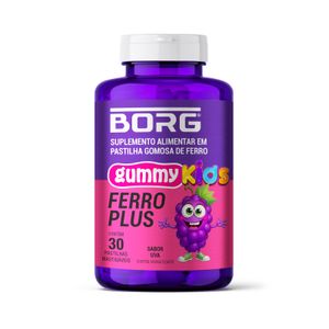Suplemento Alimentar Borg Gummy Kids Ferro Plus Uva 30 Pastilhas Mastigáveis