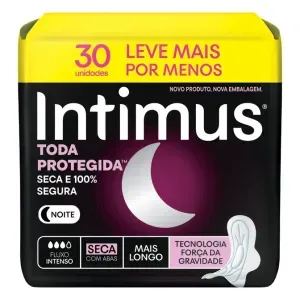 Absorvente Intimus Noturno Toda Protegida Cobertura Seca Com Abas 30 Unidades