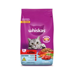 Ração Whiskas para Gatos Adultos Castrados Sabor Carne 900g