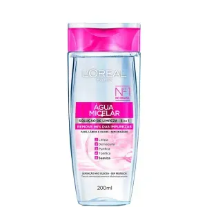Água Micelar L'Oréal Paris Solução de Limpeza 5 em 1 Face, Lábios e Olhos 200ml