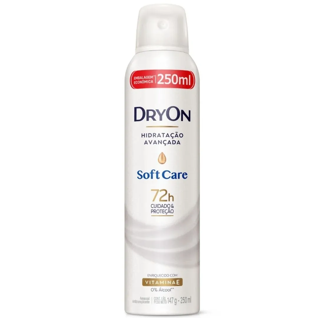 Desodorante Antitranspirante Aerossol DryOn Soft Care 72h 250ml